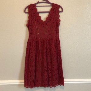 Anthropologie Greylin Red Lace Dress Size S